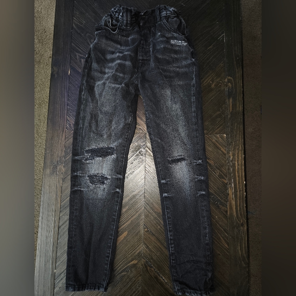 Off-White Black Distressed Skinny Jeans